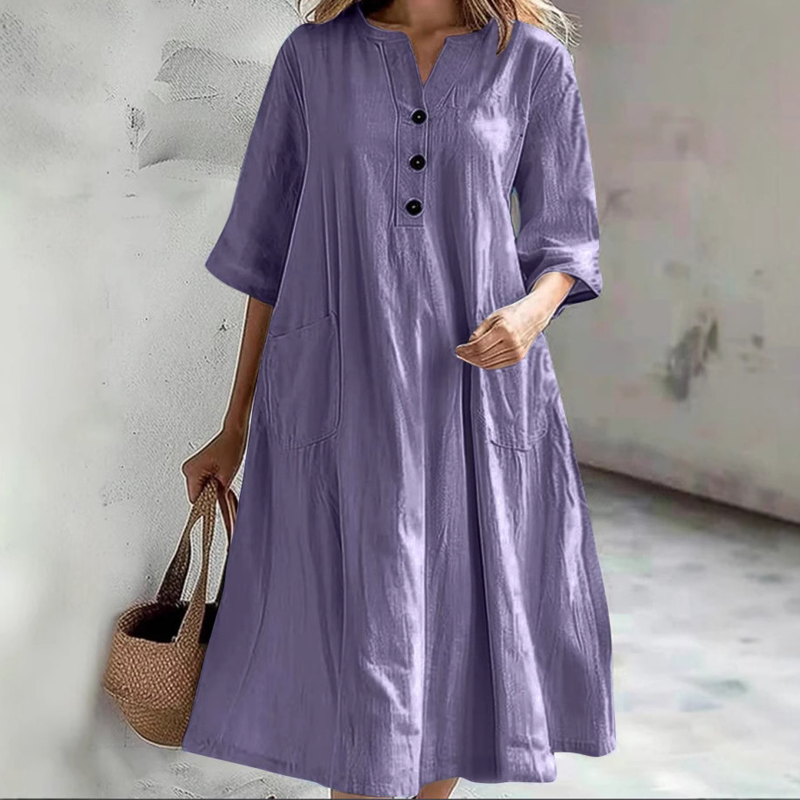 【S-2XL】👗Női túlméretezett A vonalú Midi ruha zsebekkel