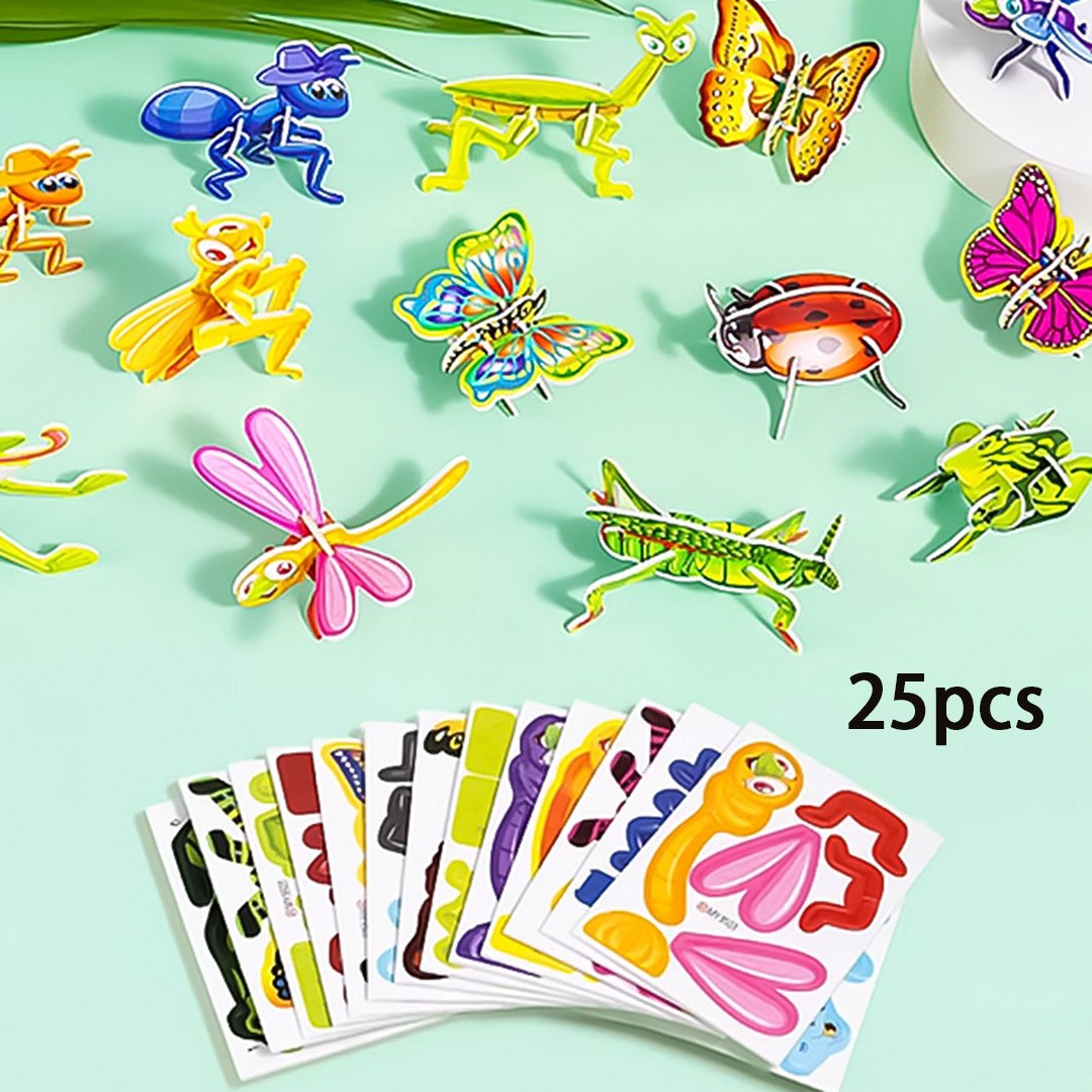 🦗DIY rajzfilm 3D összerakós puzzle – 🧩Kreatív, fejlesztő játék
