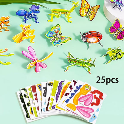 🦗DIY rajzfilm 3D összerakós puzzle – 🧩Kreatív, fejlesztő játék