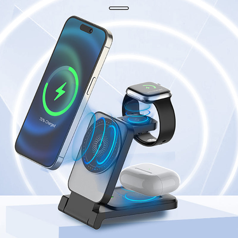 ⚡🔋 3-in-1 Összecsukható Mágneses Vezeték nélküli Töltő