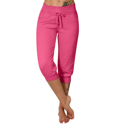 【💯S-3XL】👖Feszítőzsinóros derékrészű, rövidített melegítőnadrág otthoni kényelemhez