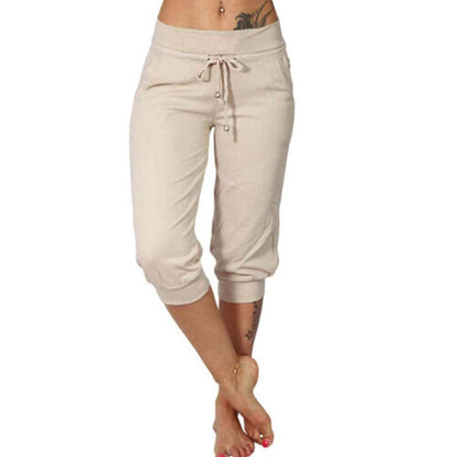【💯S-3XL】👖Feszítőzsinóros derékrészű, rövidített melegítőnadrág otthoni kényelemhez