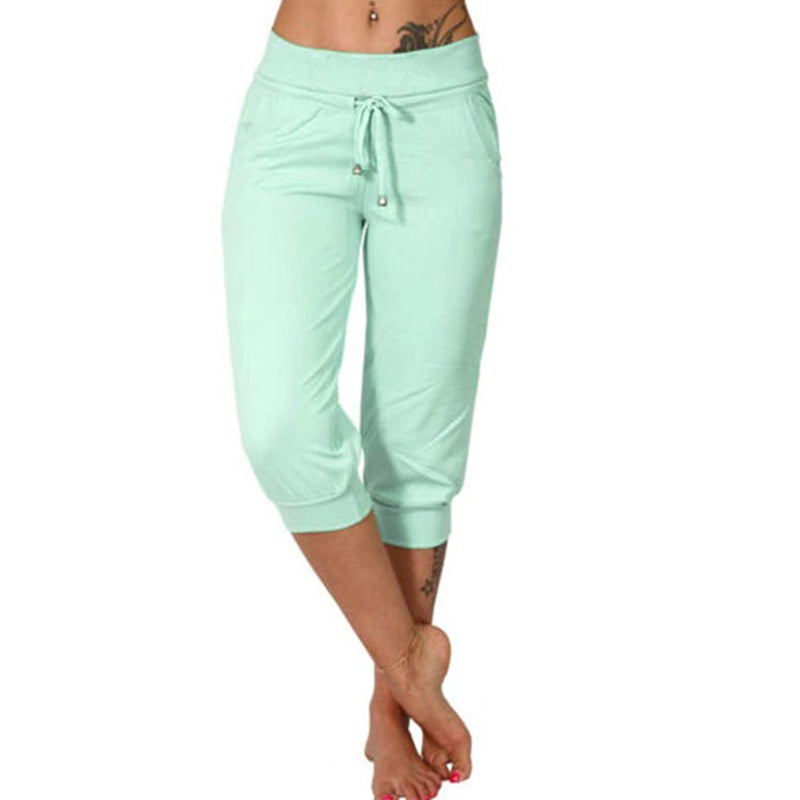 【💯S-3XL】👖Feszítőzsinóros derékrészű, rövidített melegítőnadrág otthoni kényelemhez