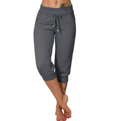 【💯S-3XL】👖Feszítőzsinóros derékrészű, rövidített melegítőnadrág otthoni kényelemhez