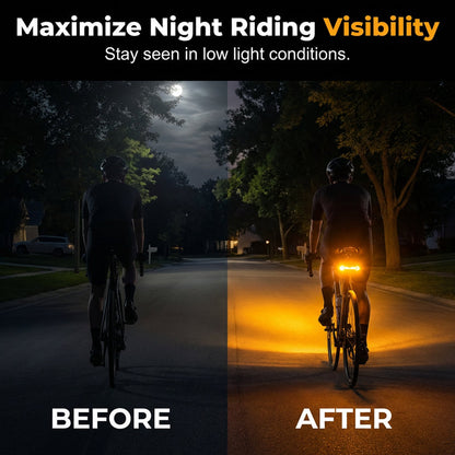 🚴Intelligens vetítőfényes irányjelzők és hátsó lámpák – 🛡️Gondtalan biztonság éjszaka!
