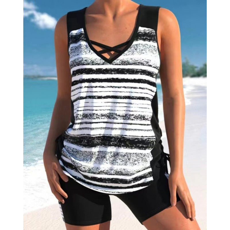 【🏖️S-3XL】🩱Női, mintás, kétrészes tankini fürdőruha