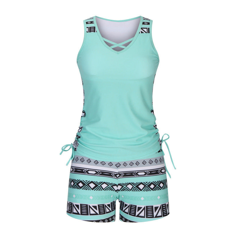 【🏖️S-3XL】🩱Női, mintás, kétrészes tankini fürdőruha