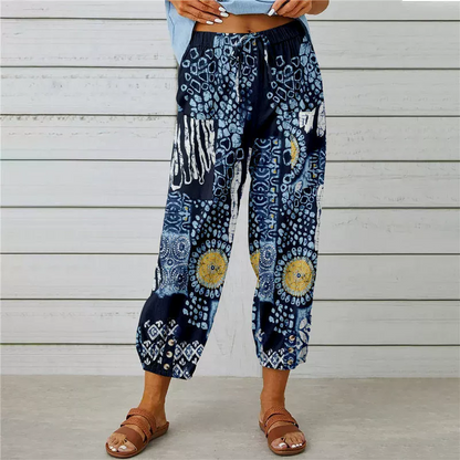 【💯S-2XL】🌺Vintage virágos, magas derekú jogger nadrág