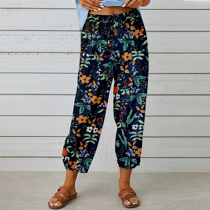 【💯S-2XL】🌺Vintage virágos, magas derekú jogger nadrág