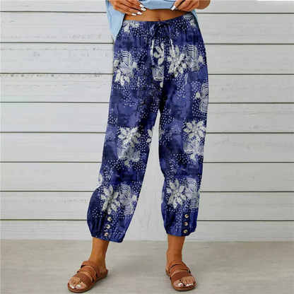 【💯S-2XL】🌺Vintage virágos, magas derekú jogger nadrág