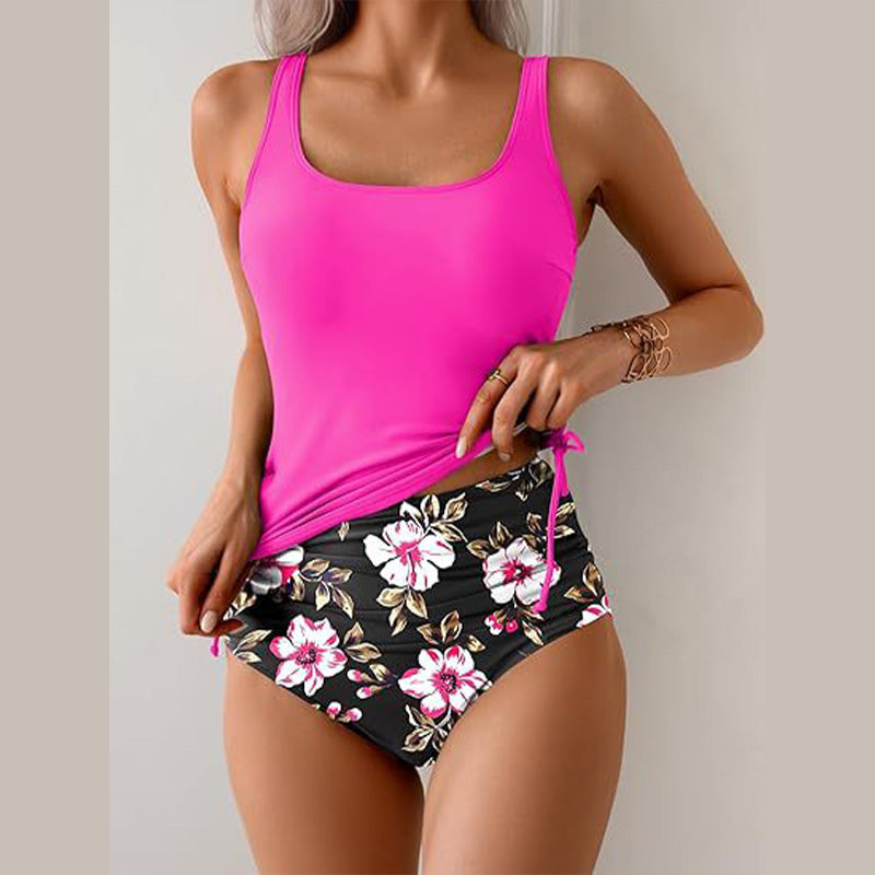 【🏖️S-2XL】🌼Női, magas derekú, virágmintás tankini fürdőruha
