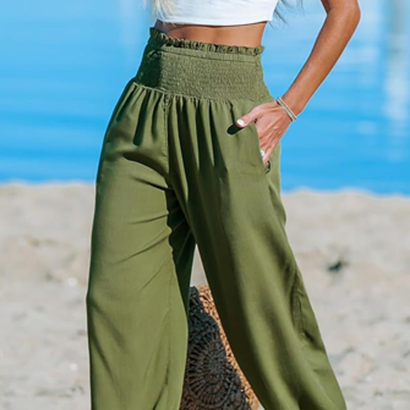 【✨S-2XL】👖 Női, smockolt, magas derekú harem nadrág