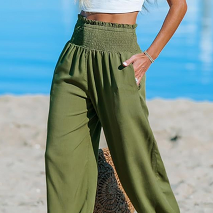 【✨S-2XL】👖 Női, smockolt, magas derekú harem nadrág