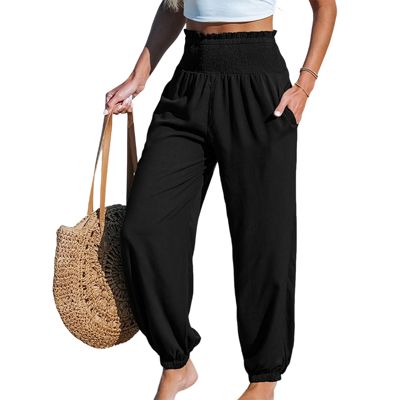 【✨S-2XL】👖 Női, smockolt, magas derekú harem nadrág