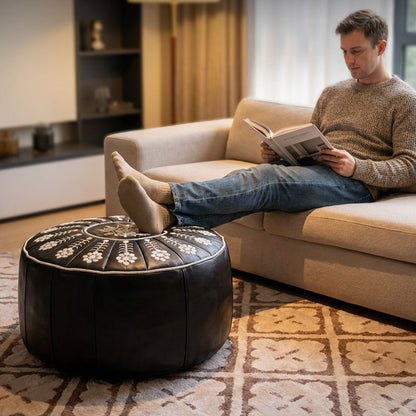 🏡Kiváló minőségű, luxus bőrből készült, sokoldalú, kerek tárolóülés