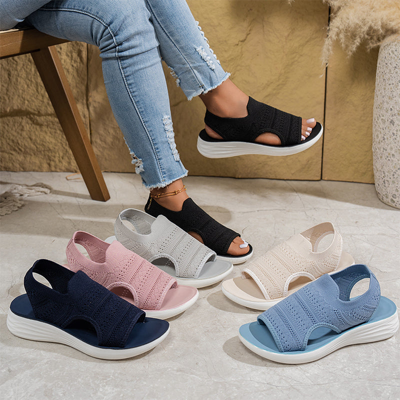 【✨EU 36-43】☁️👡Női, lélegző kötött anyagból készült platform szandál