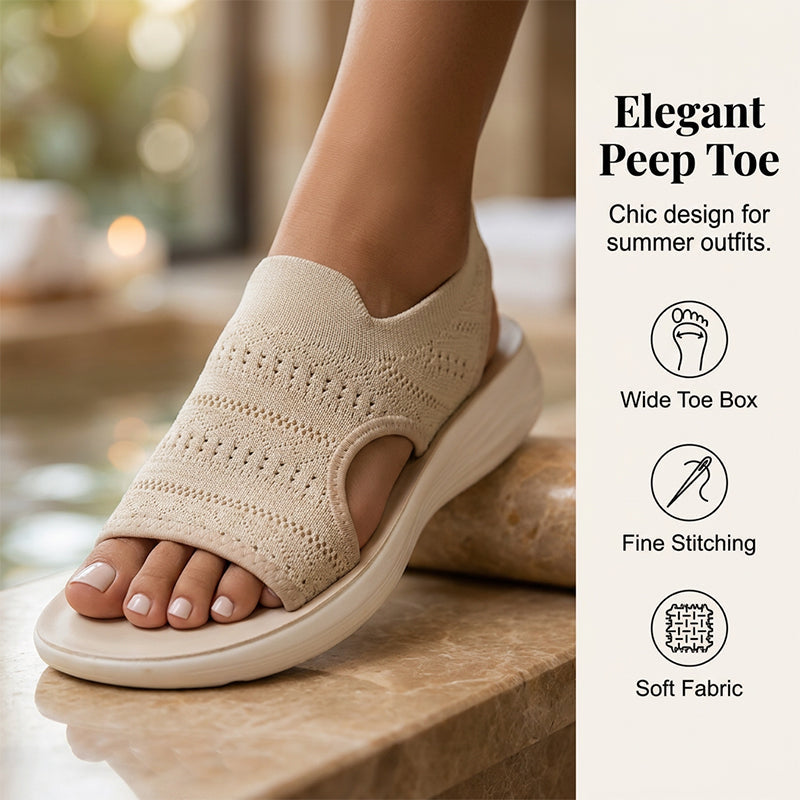 【✨EU 36-43】☁️👡Női, lélegző kötött anyagból készült platform szandál