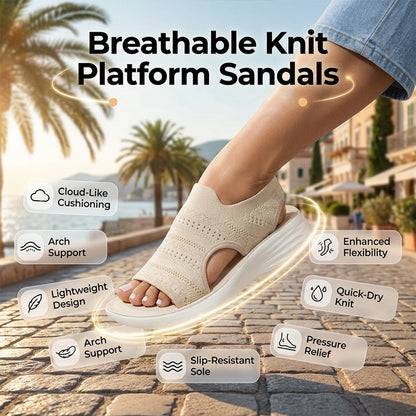 【✨EU 36-43】☁️👡Női, lélegző kötött anyagból készült platform szandál