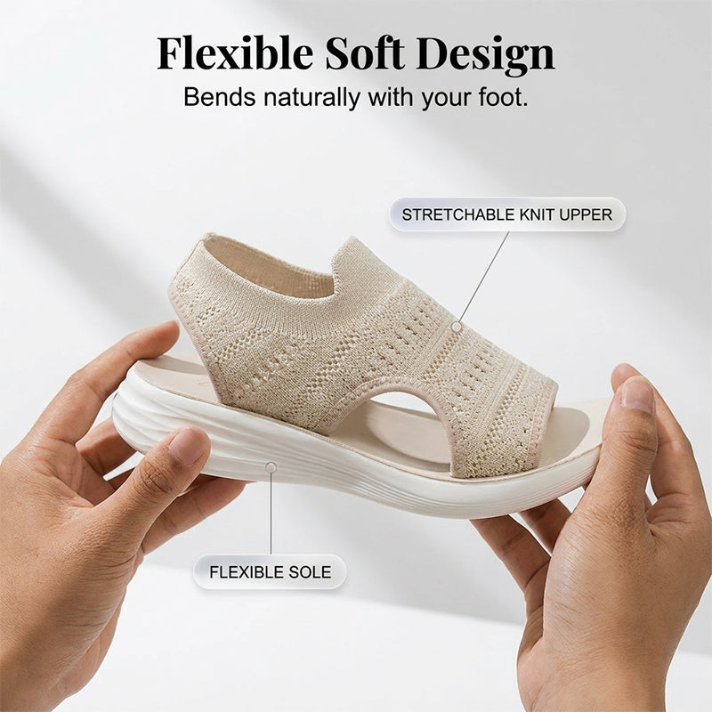 【✨EU 36-43】☁️👡Női, lélegző kötött anyagból készült platform szandál