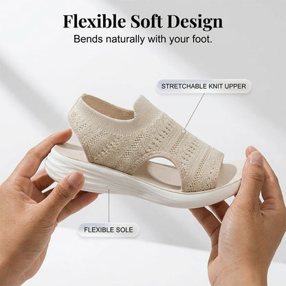 【✨EU 36-43】☁️👡Női, lélegző kötött anyagból készült platform szandál