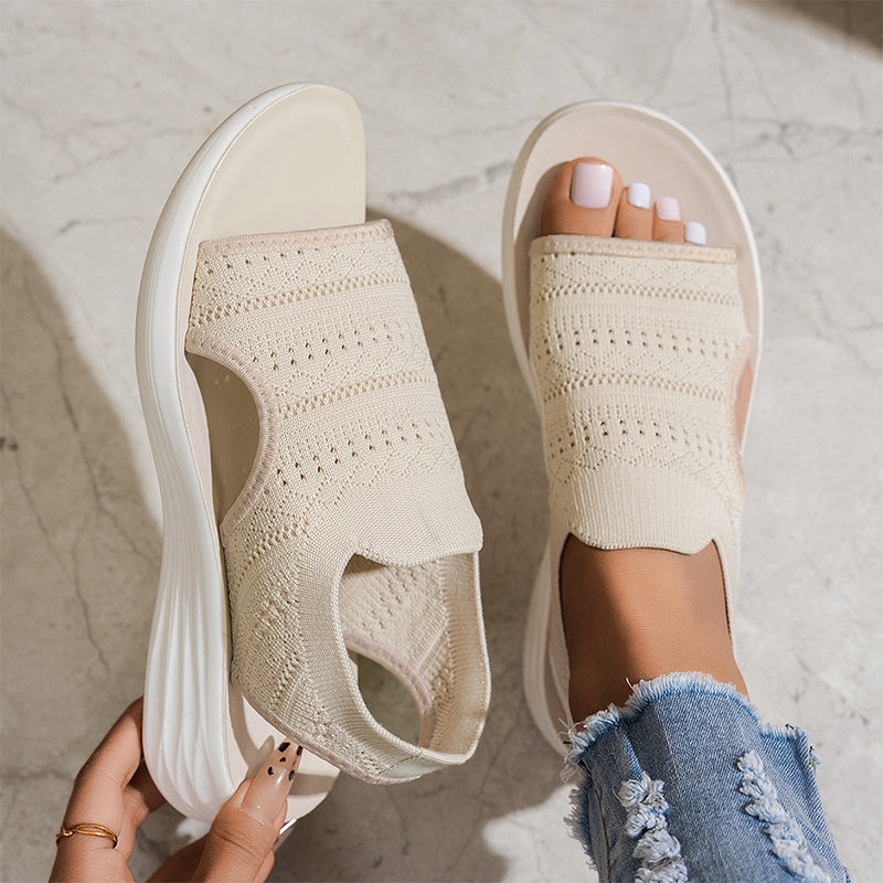 【✨EU 36-43】☁️👡Női, lélegző kötött anyagból készült platform szandál