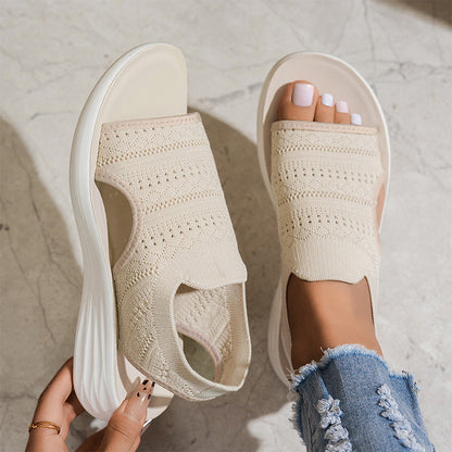【✨EU 36-43】☁️👡Női, lélegző kötött anyagból készült platform szandál