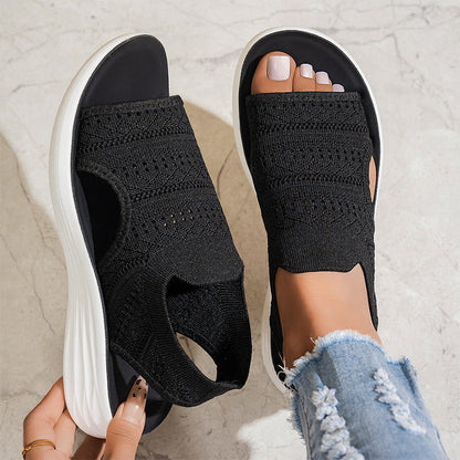 【✨EU 36-43】☁️👡Női, lélegző kötött anyagból készült platform szandál