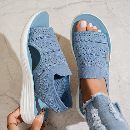 【✨EU 36-43】☁️👡Női, lélegző kötött anyagból készült platform szandál