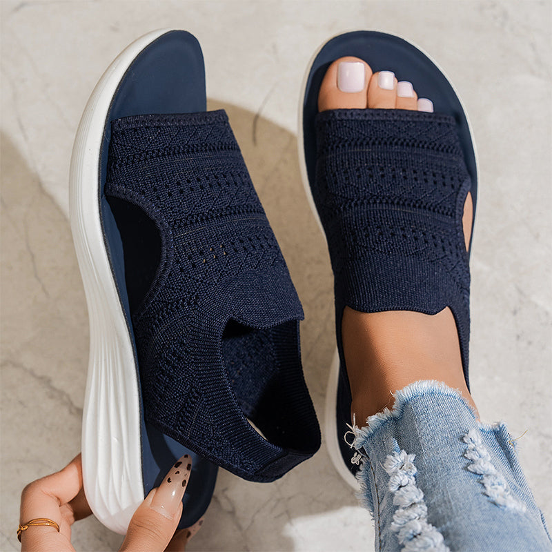 【✨EU 36-43】☁️👡Női, lélegző kötött anyagból készült platform szandál