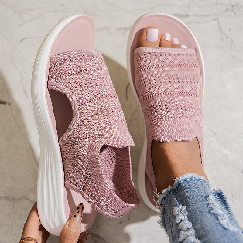 【✨EU 36-43】☁️👡Női, lélegző kötött anyagból készült platform szandál