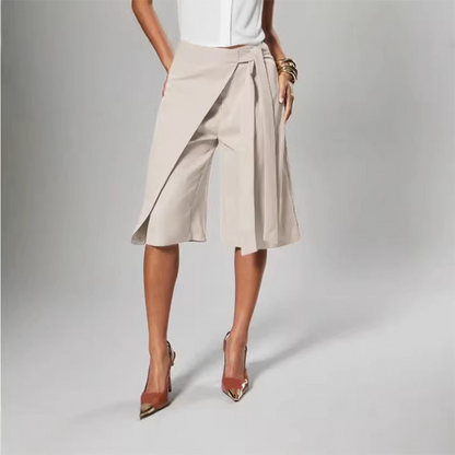 【S-3XL】🥀Női elegáns, elöl megkötős, széles szárú culotte nadrág