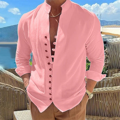 【M-3XL】🌿Férfi Retro Pamut-Len Ing: Légáteresztő Kényelem és Klasszikus Stílus