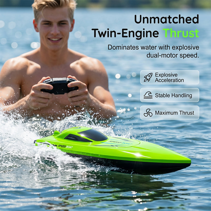 🎮 🚢 FÉLÁRON! 2,4 GHz-es nagysebességű RC versenycsónak két motorral