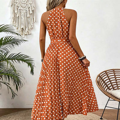 【🍊S-XL】👗Retró pöttyös nyakpántos ruha