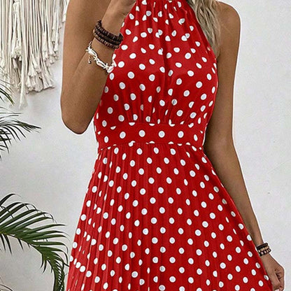 【🍊S-XL】👗Retró pöttyös nyakpántos ruha