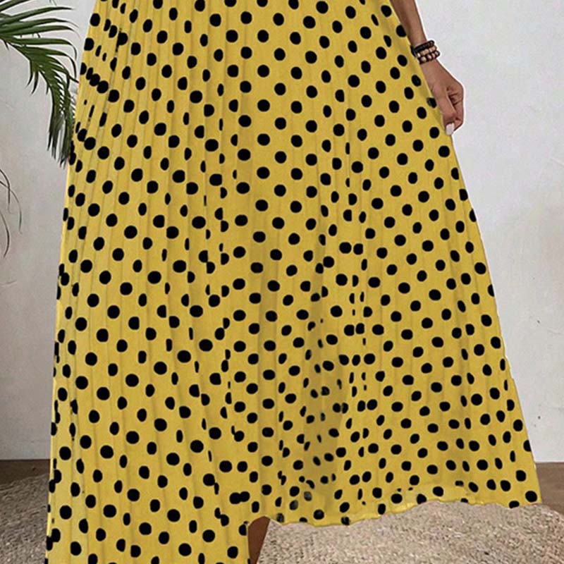 【🍊S-XL】👗Retró pöttyös nyakpántos ruha