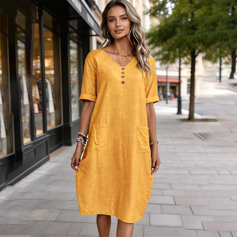 【S-2XL】👗Női laza szabású nyári V-nyakú ruha