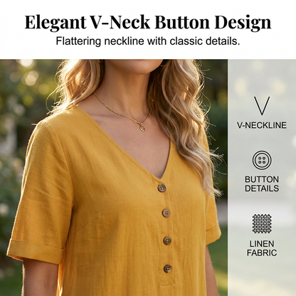 【S-2XL】👗Női laza szabású nyári V-nyakú ruha