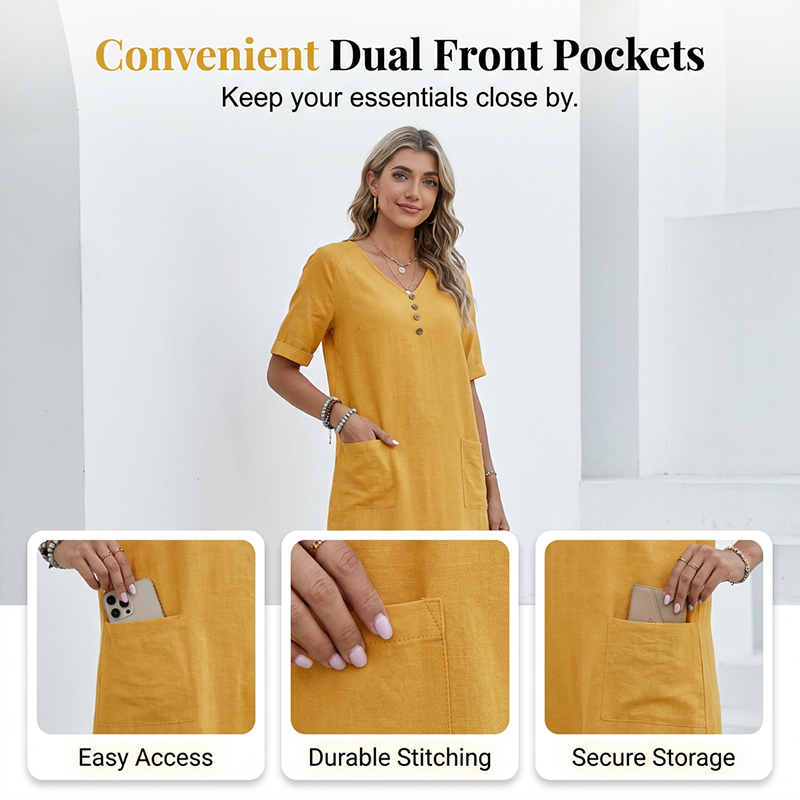 【S-2XL】👗Női laza szabású nyári V-nyakú ruha