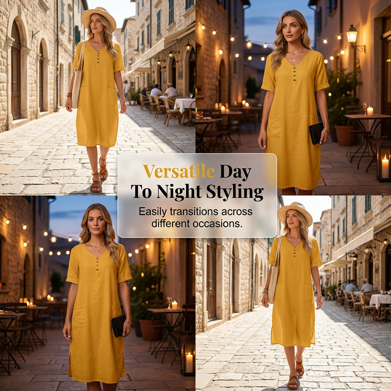 【S-2XL】👗Női laza szabású nyári V-nyakú ruha