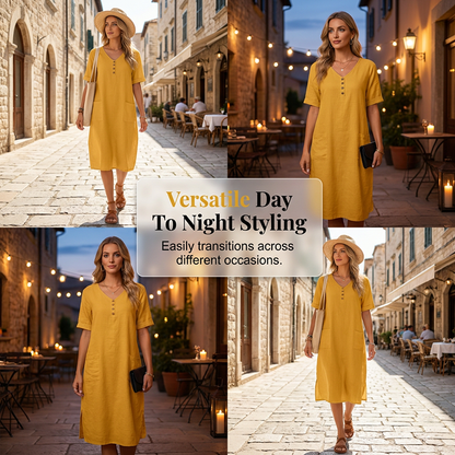 【S-2XL】👗Női laza szabású nyári V-nyakú ruha