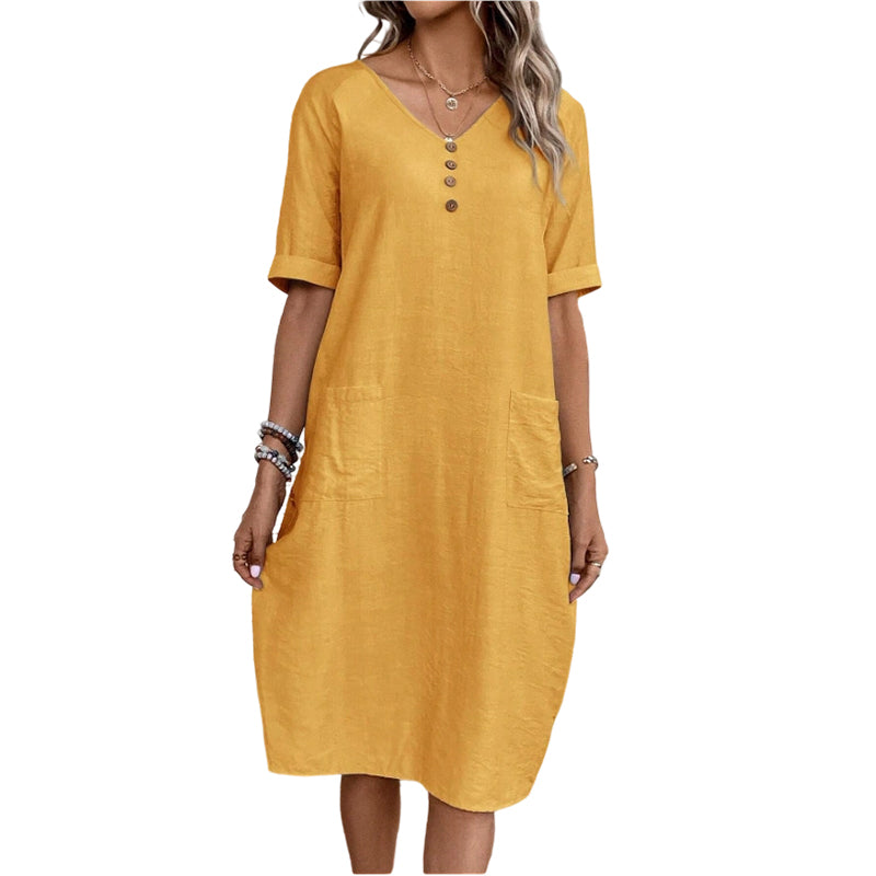 【S-2XL】👗Női laza szabású nyári V-nyakú ruha