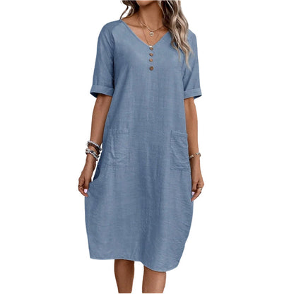 【S-2XL】👗Női laza szabású nyári V-nyakú ruha