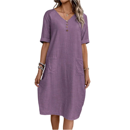 【S-2XL】👗Női laza szabású nyári V-nyakú ruha