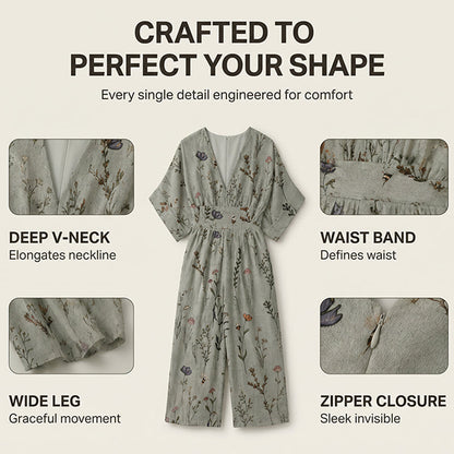 【S-3XL】🌺Női elegáns V-nyakú nyomott jumpsuit