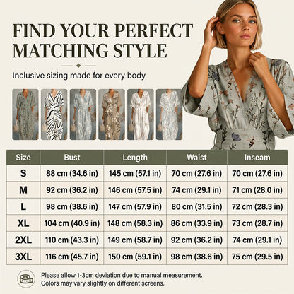 【S-3XL】🌺Női elegáns V-nyakú nyomott jumpsuit