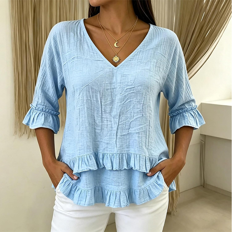 【S-2XL】👚Elegáns női V-kivágású felső