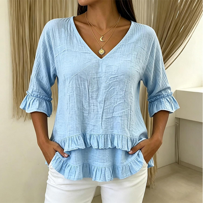 【S-2XL】👚Elegáns női V-kivágású felső