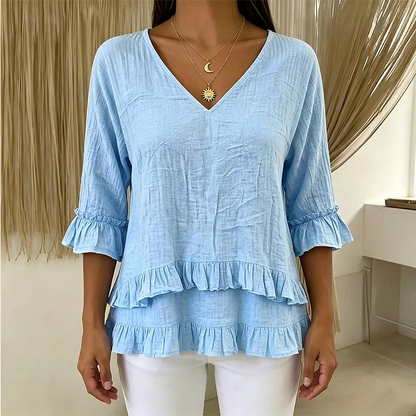 【S-2XL】👚Elegáns női V-kivágású felső