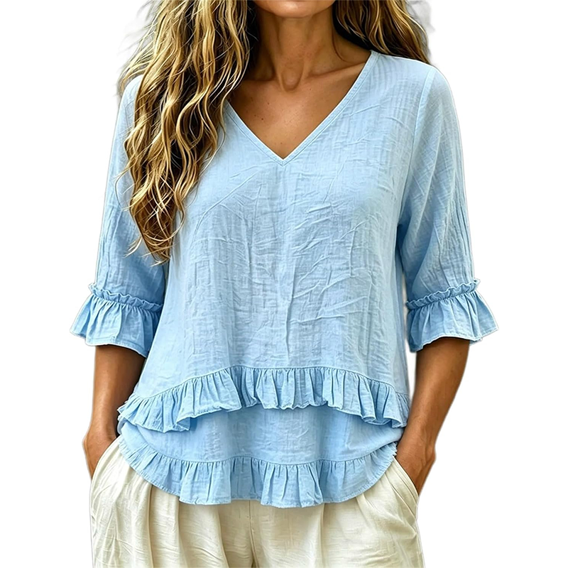 【S-2XL】👚Elegáns női V-kivágású felső